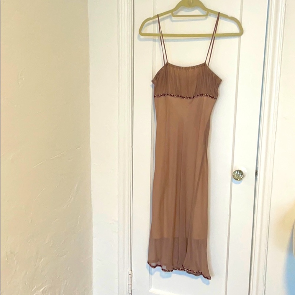 MEIRAV blush silk slip dress Size M